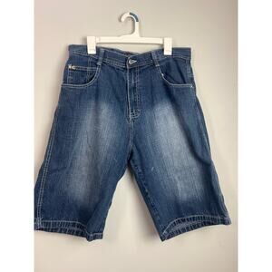 Vintage Y2K Southpole Baggy Skater Denim Shorts Dark Blue Size 36 Jean Short 14”